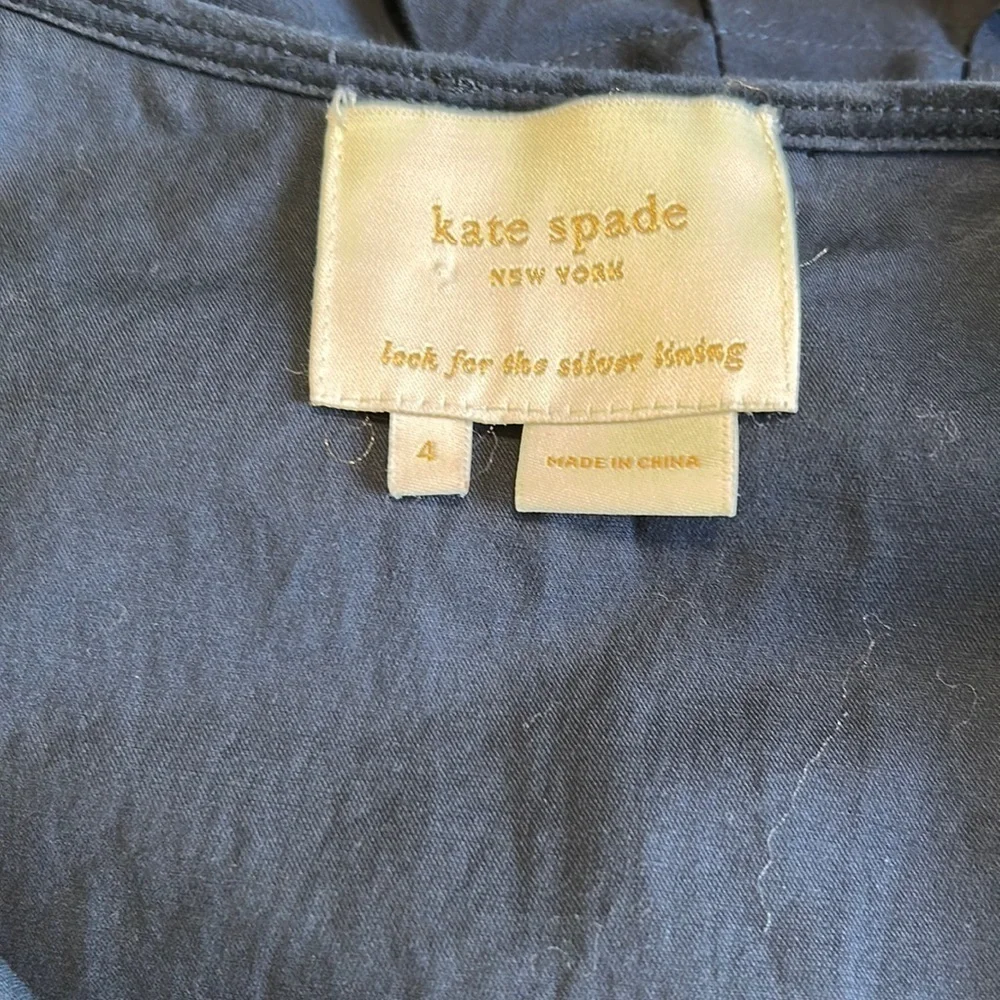 KATE SPADE Navy Blue Fit and Flare Bow Cap Sleeves Dress Vintage Sz 4